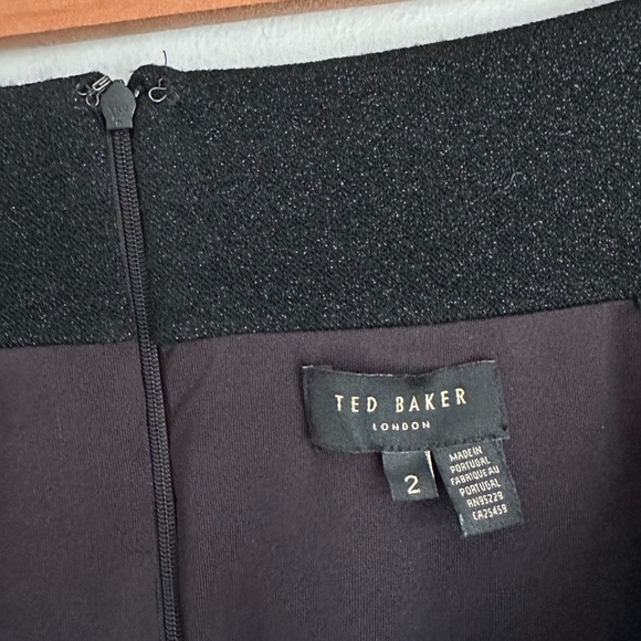 Ted Baker Metallic Shimmer Off Shoulder Bardot Vindy Stretchy Dress in Black - Picture 8 of 9